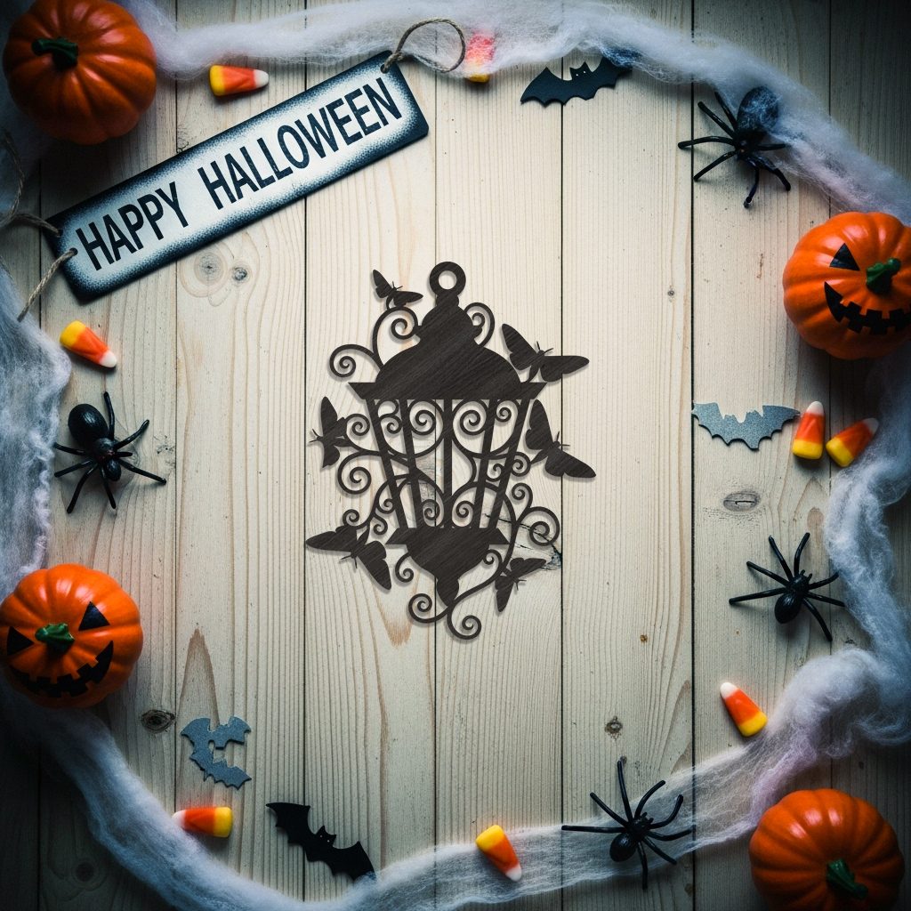 Moth Lantern Halloween Ornament Laser File, Spooky Gothic