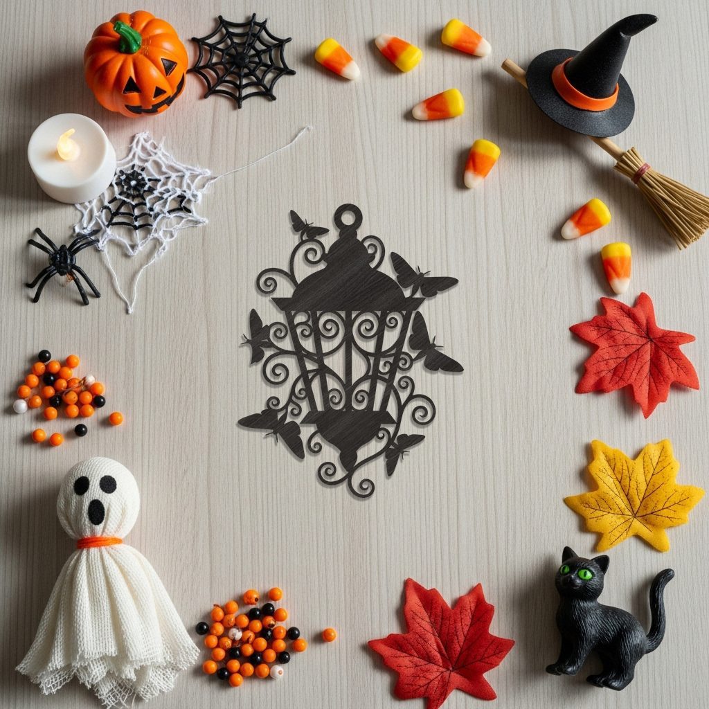 Moth Lantern Halloween Ornament Laser File, Spooky Gothic