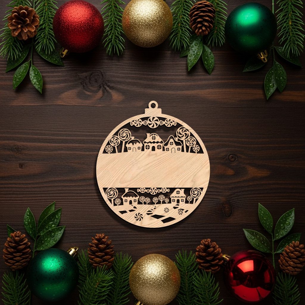 Personalized Candy Ornament, Christmas Laser File for Holiday