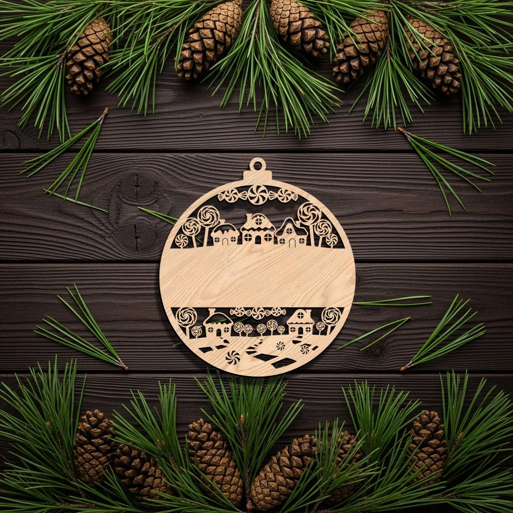 Personalized Candy Ornament, Christmas Laser File for Holiday