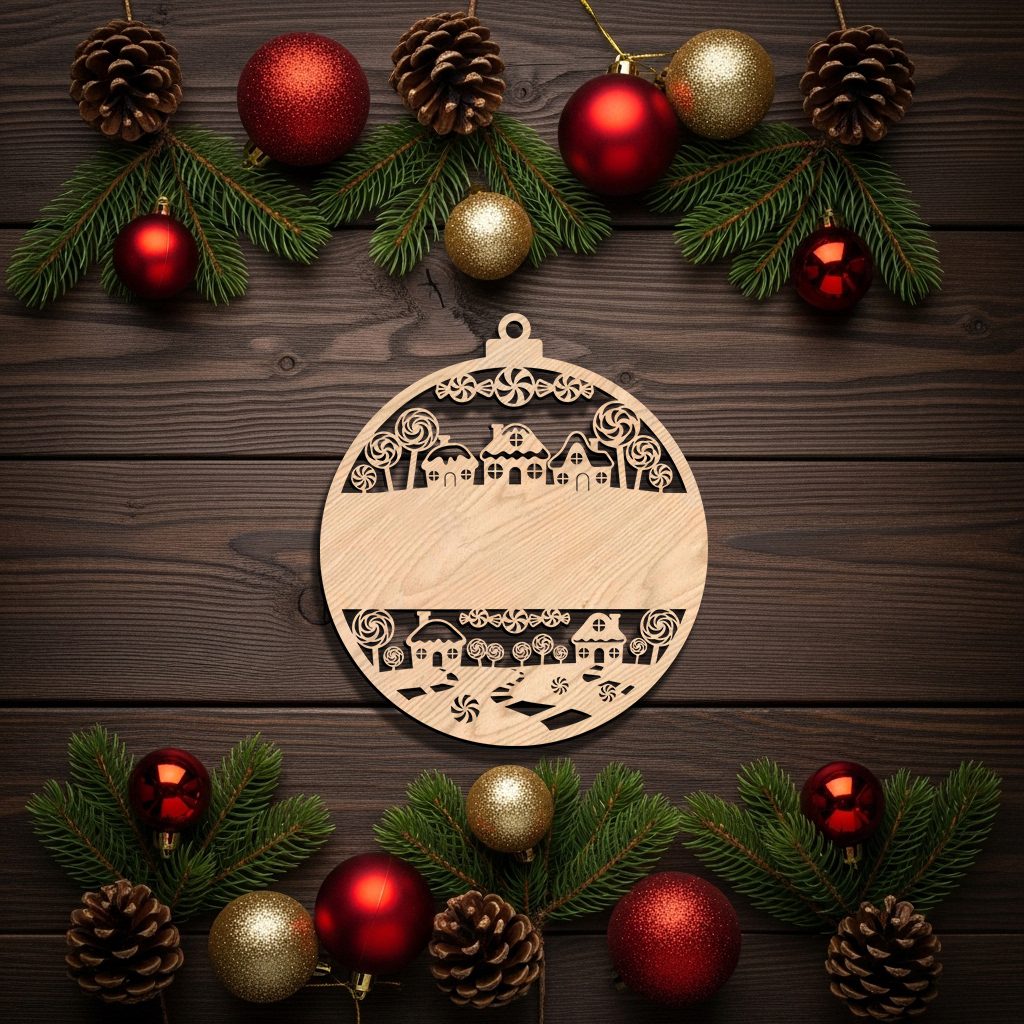 Personalized Candy Ornament, Christmas Laser File for Holiday