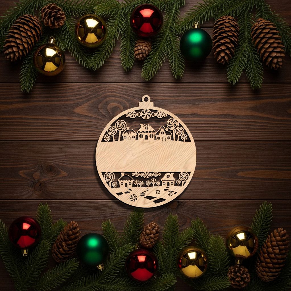 Personalized Candy Ornament, Christmas Laser File for Holiday