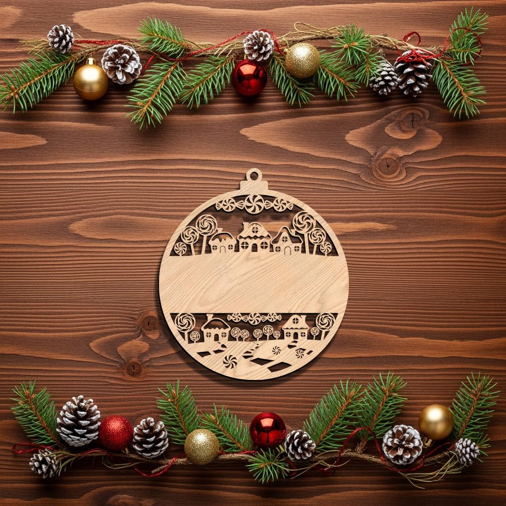 Personalized Candy Ornament, Christmas Laser File for Holiday