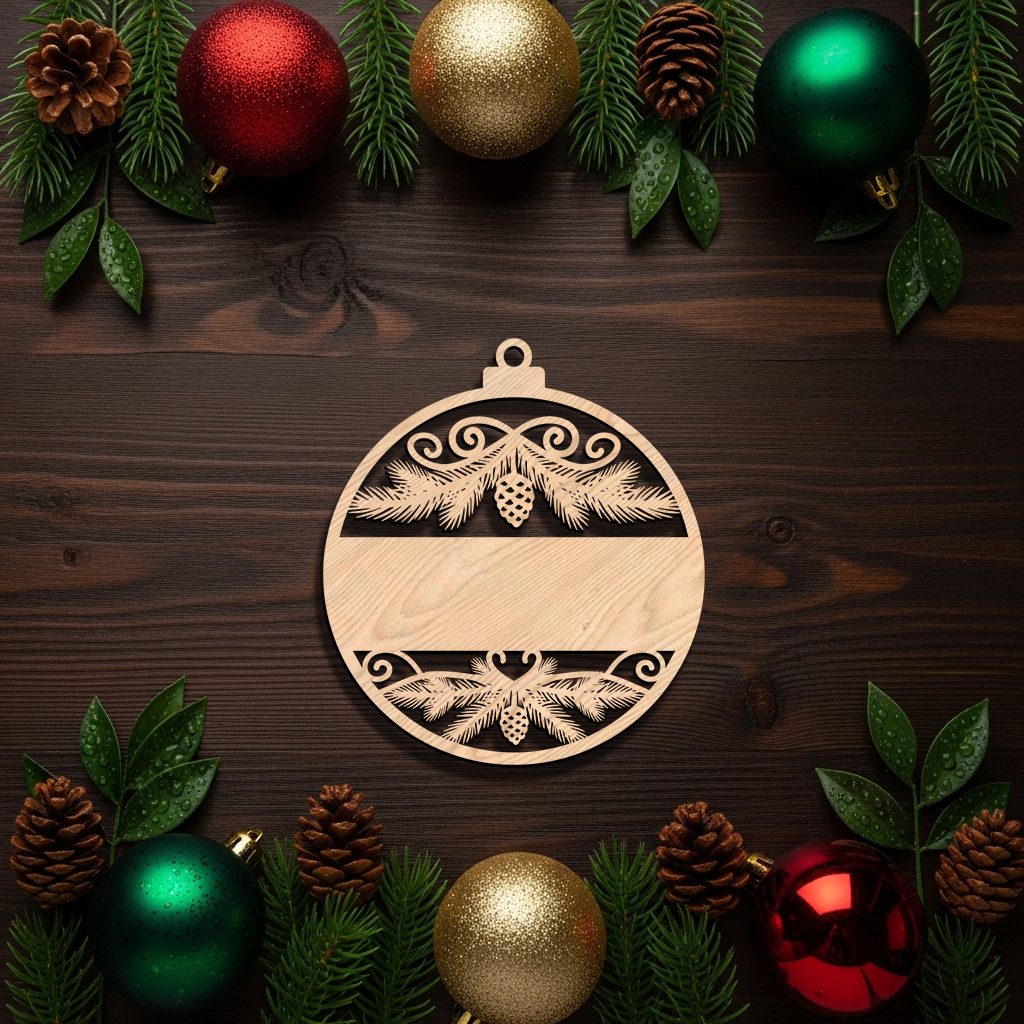 Personalized Christmas Ornament Digital File, Blank Stripe for Custom Name, Holiday Decor - Imagen 2