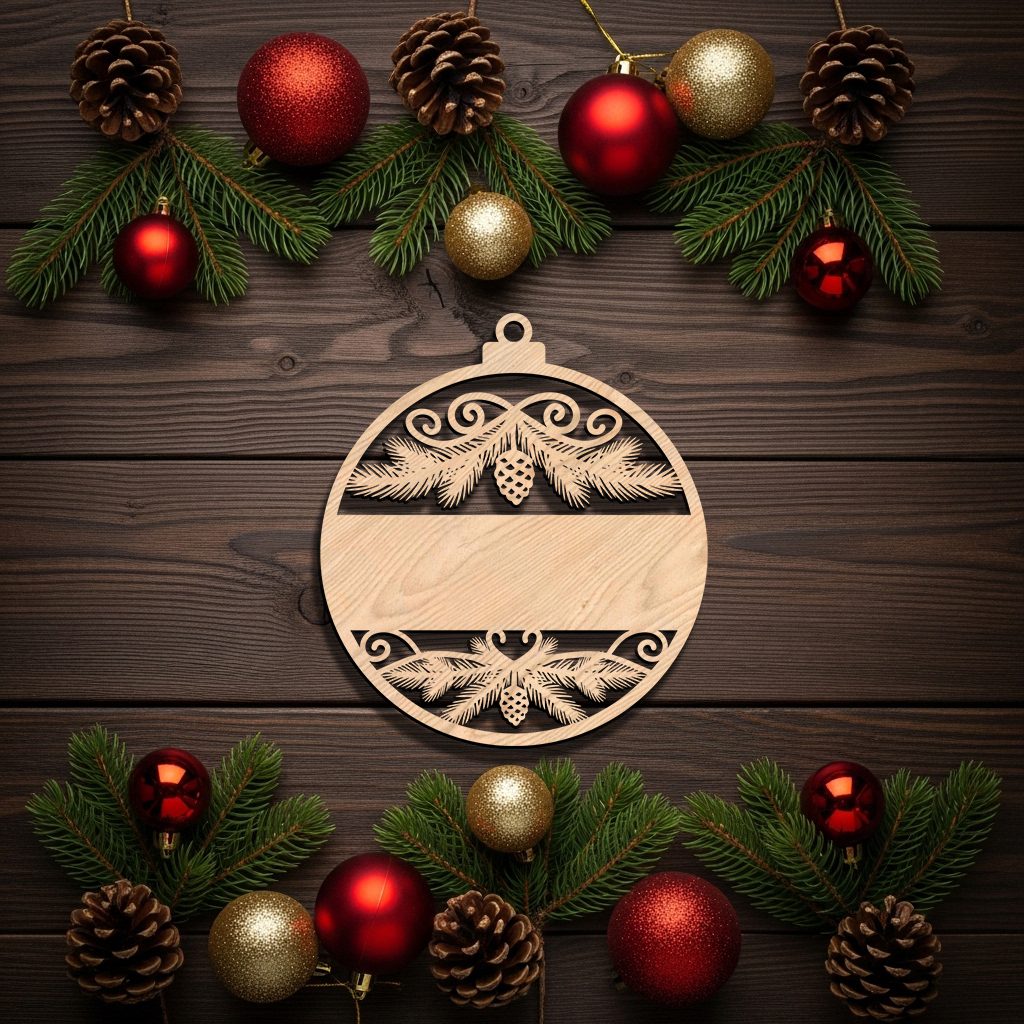 Personalized Christmas Ornament Digital File, Blank Stripe for Custom Name, Holiday Decor - Imagen 4