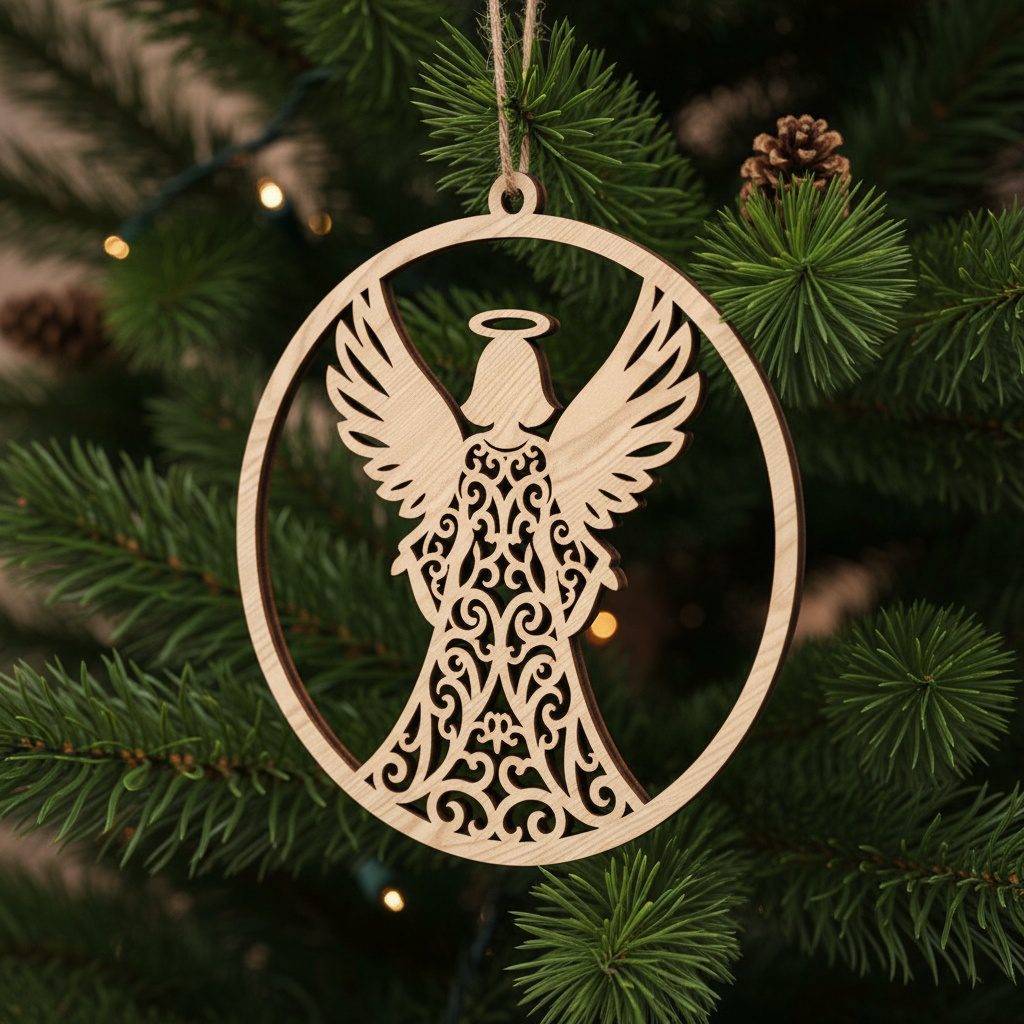 Ensemble d'ornements de Noël religieux, ange Jésus décorations d'arbre, ensemble de fichiers de découpe laser – Image 3