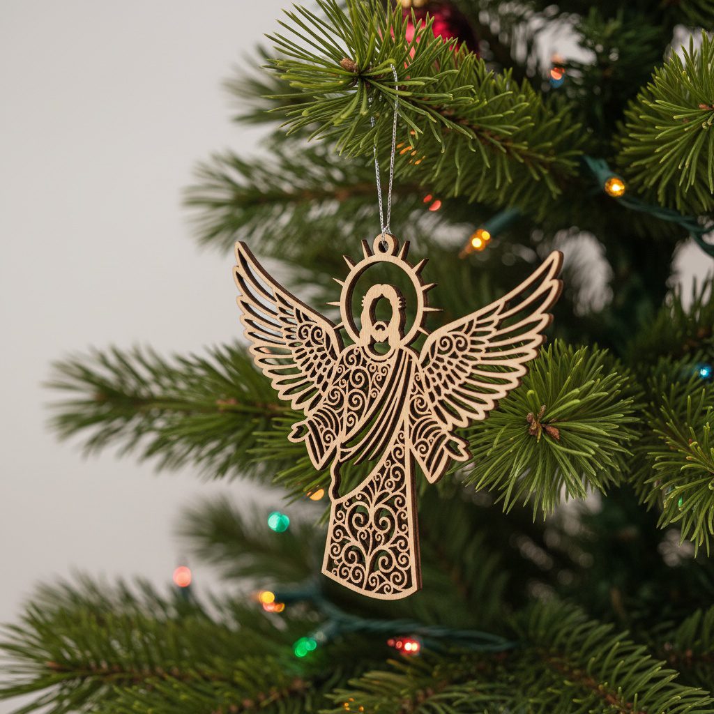 Ensemble d'ornements de Noël religieux, ange Jésus décorations d'arbre, ensemble de fichiers de découpe laser – Image 6