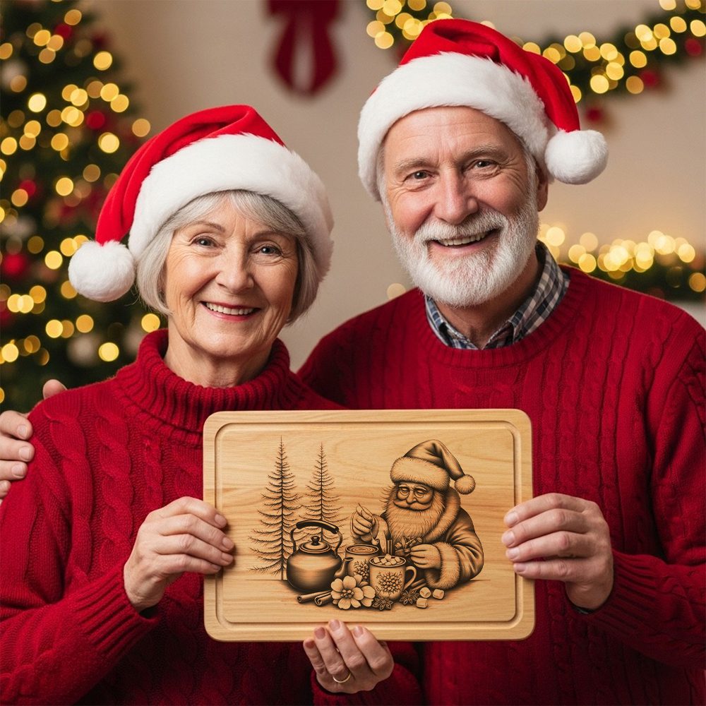 Santa Charcuterie Board Christmas Laser Engraving File, Holiday Hot Cocoa Design – Bild 5