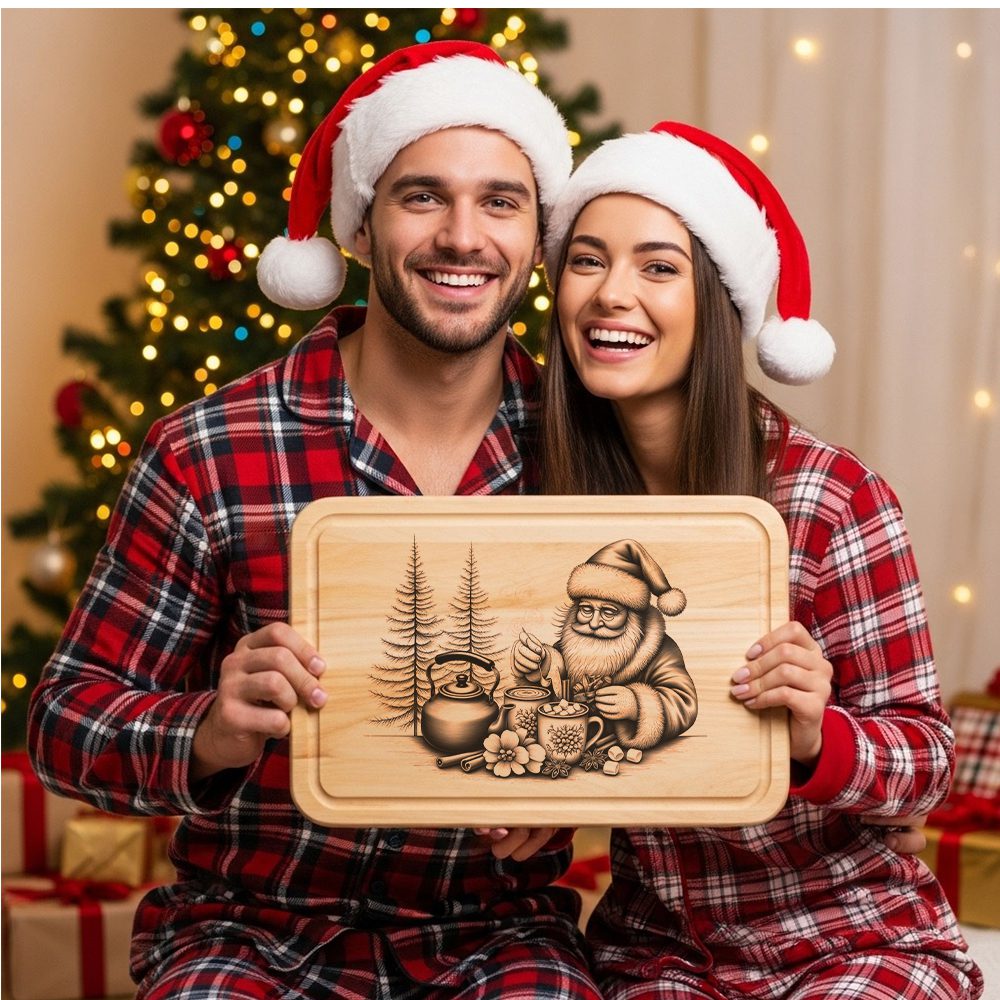 Santa Charcuterie Board Christmas Laser Engraving File, Holiday Hot Cocoa Design – Bild 6