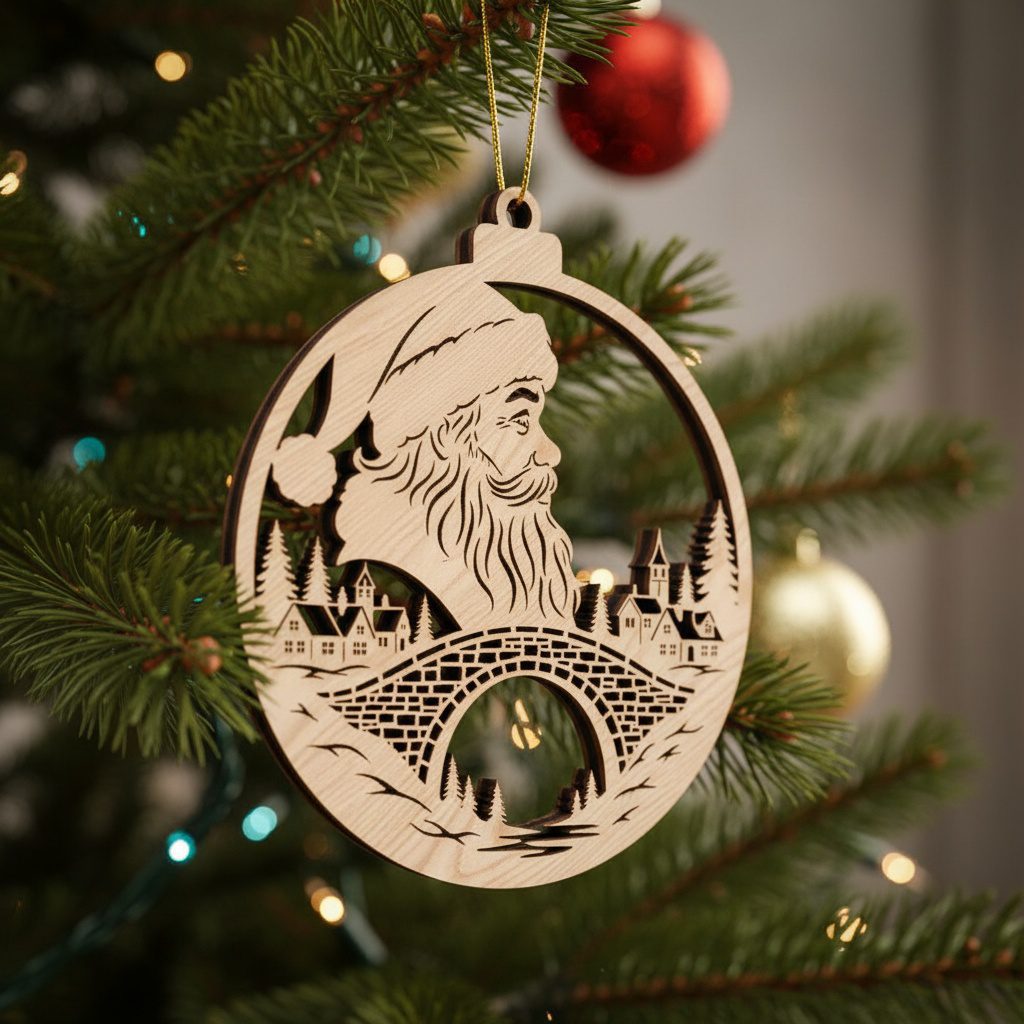 Ensemble d'ornements de Noël Père Noël, Lot de motifs laser, 6 modèles festifs pour Glowforge – Image 3