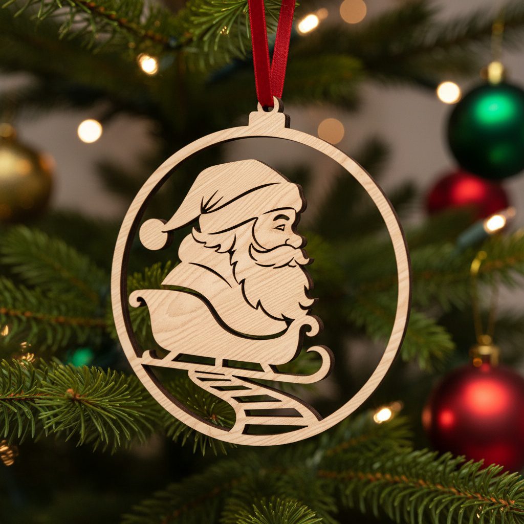 Ensemble d'ornements de Noël Père Noël, Lot de motifs laser, 6 modèles festifs pour Glowforge – Image 6