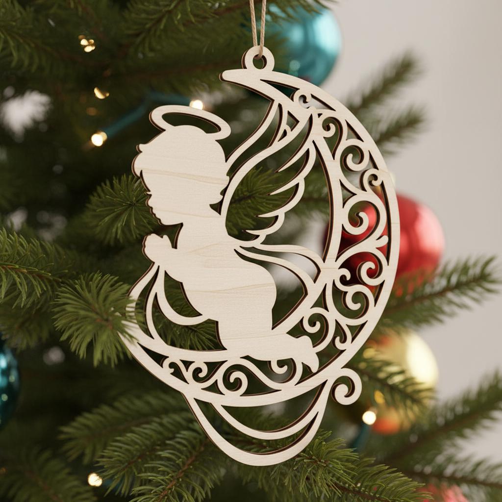 Angel Baby Ornament Christmas Memorial Bundle, Laser Design, Digital Download Set