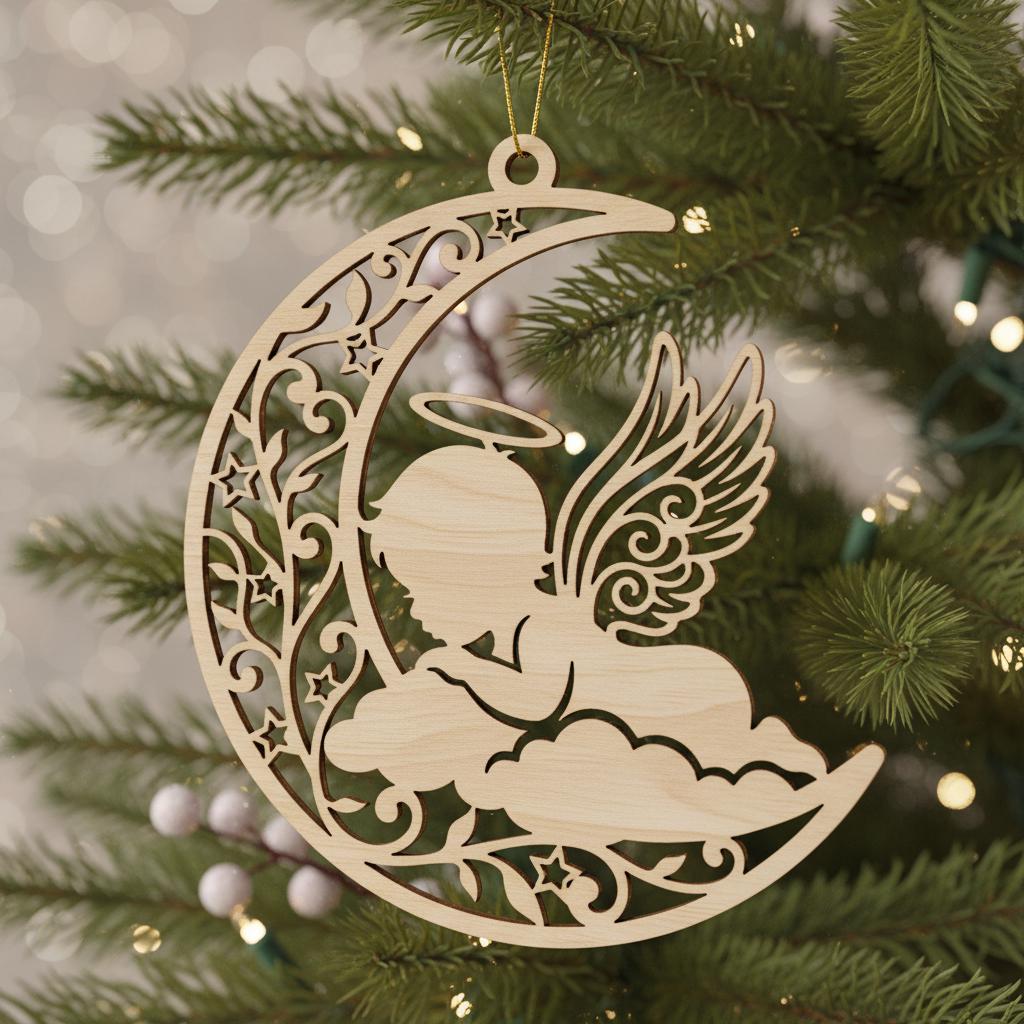 Angel Baby Ornament Christmas Memorial Bundle, Laser Design, Digital Download Set