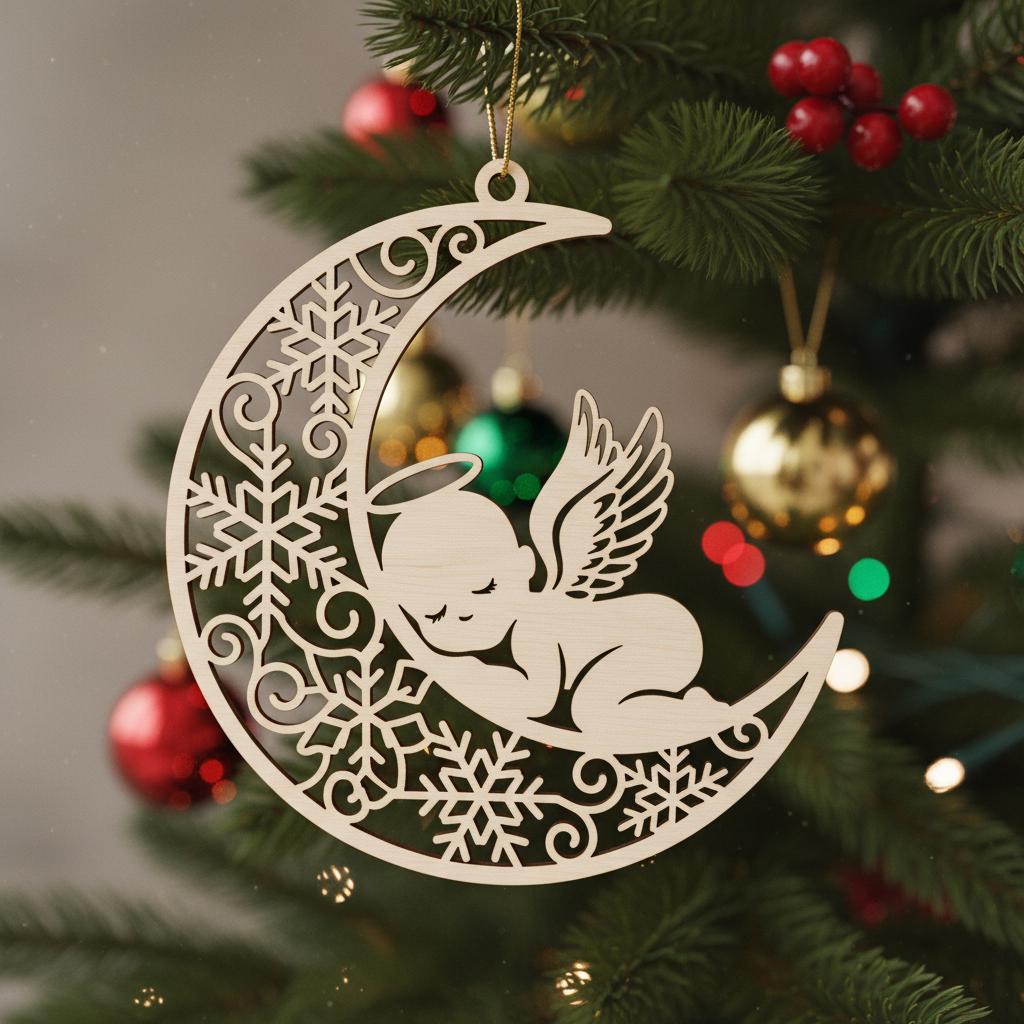Angel Baby Ornament Christmas Memorial Bundle, Laser Design, Digital Download Set