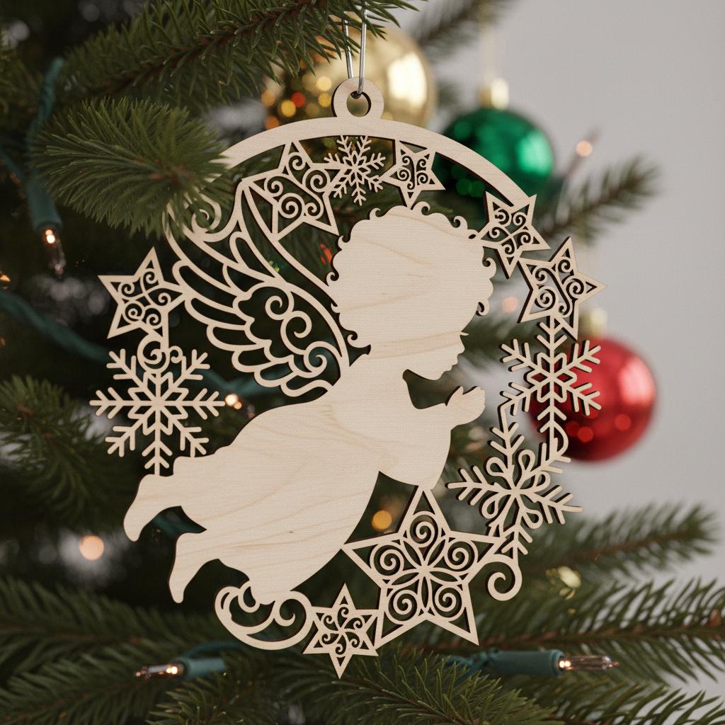 Angel Baby Ornament Christmas Memorial Bundle, Laser Design, Digital Download Set
