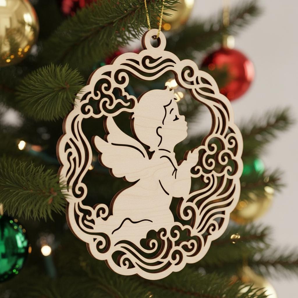 Angel Baby Ornament Christmas Memorial Bundle, Laser Design, Digital Download Set