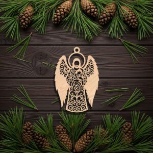 Angel Holding a Child Ornament, Christmas Memorial Digital