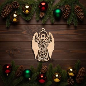 Angel Holding a Child Ornament, Christmas Memorial Digital