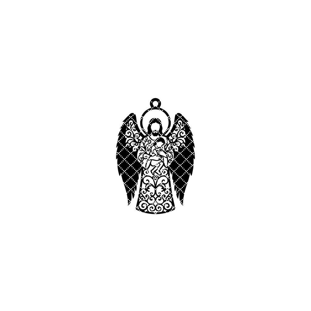 Angel Holding a Child Ornament, Christmas Memorial Digital