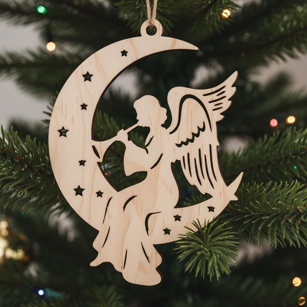 Angel Ornament Bundle, 6 Christmas Laser Files, Female Angel Designs for Holiday Crafts
