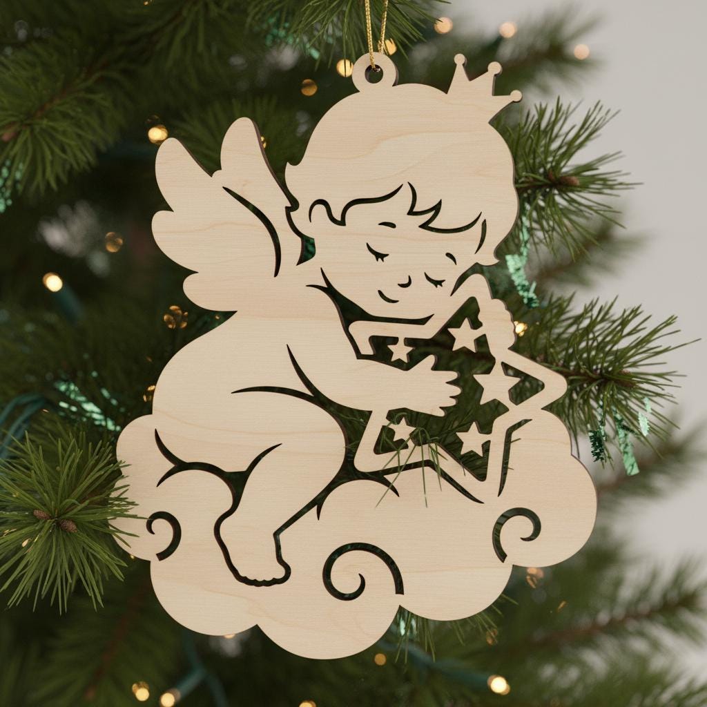 Lot de décorations d'ange, Fichier laser d'ange bébé pour décoration de sapin de Noël – Image 5