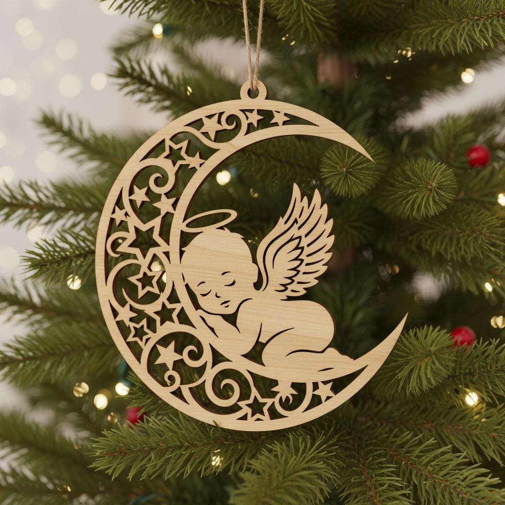 Lot de décorations d'ange, Fichier laser d'ange bébé pour décoration de sapin de Noël – Image 6
