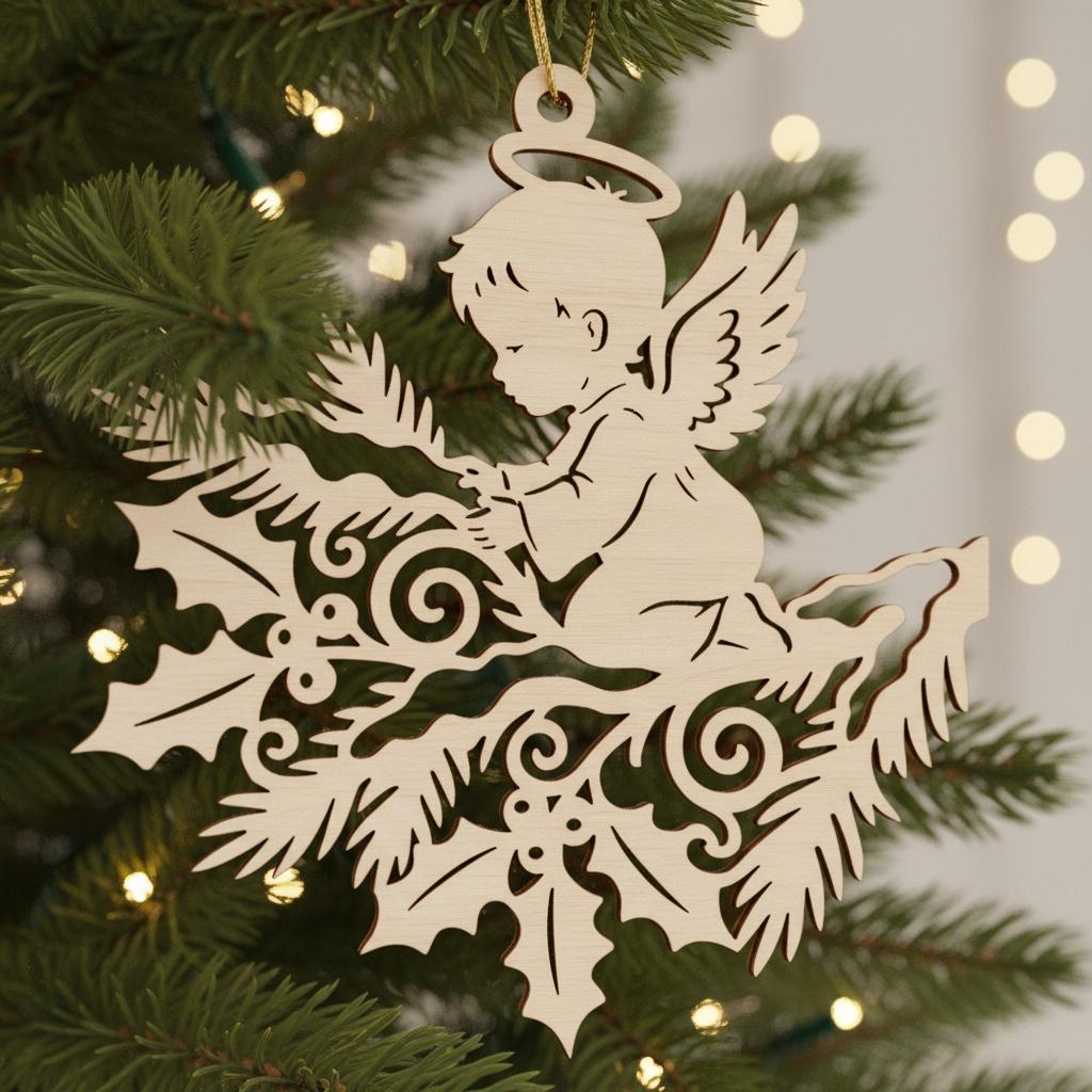 Lot de décorations d'ange, Fichier laser d'ange bébé pour décoration de sapin de Noël – Image 7