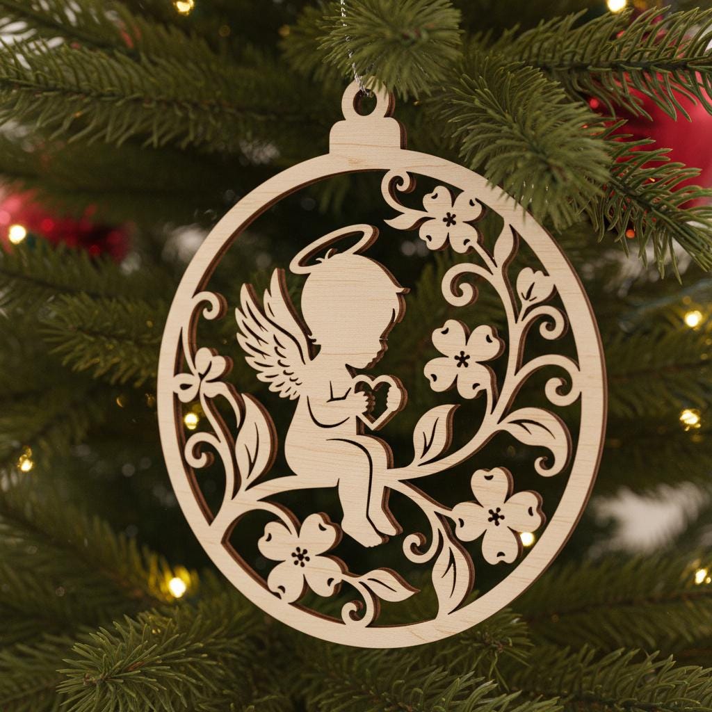 Angel Ornament Bundle, Christmas Laser File, 6 Adorable Baby Angel Designs
