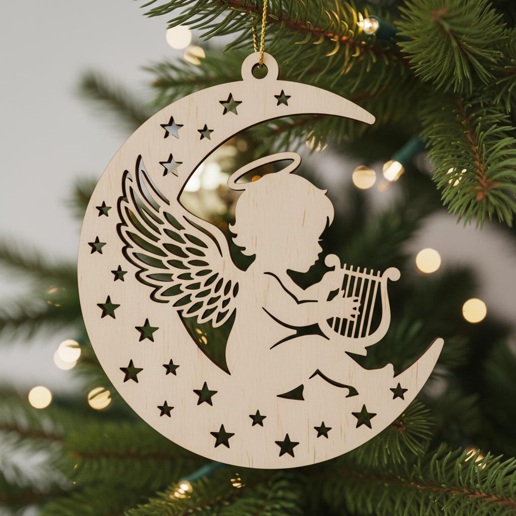 Paquete de Adornos de Ángel, Archivos de Corte Láser para Decoración Navideña, Diseños Adorables de Ángel Bebé. - Imagen 2