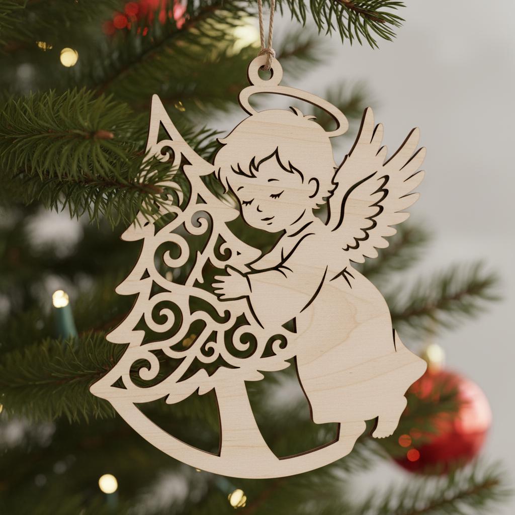 Paquete de Adornos de Ángel, Archivos de Corte Láser para Decoración Navideña, Diseños Adorables de Ángel Bebé. - Imagen 5