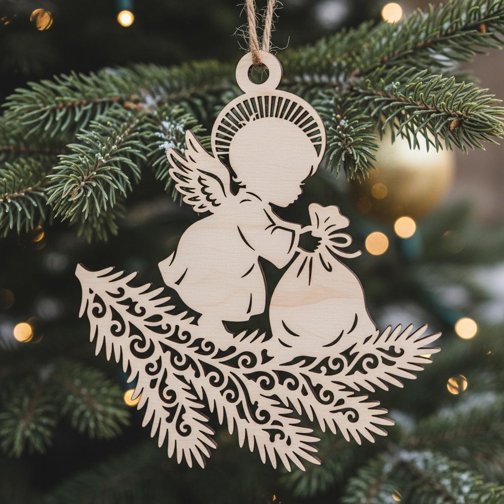 Paquete de Adornos de Ángel, Archivos de Corte Láser para Decoración Navideña, Diseños Adorables de Ángel Bebé. - Imagen 6