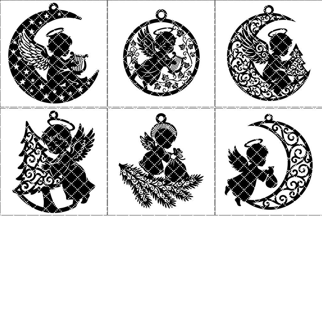 Paquete de Adornos de Ángel, Archivos de Corte Láser para Decoración Navideña, Diseños Adorables de Ángel Bebé. - Imagen 8