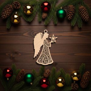 Angel Ornament Digital Download, Christmas Star Decoration for
