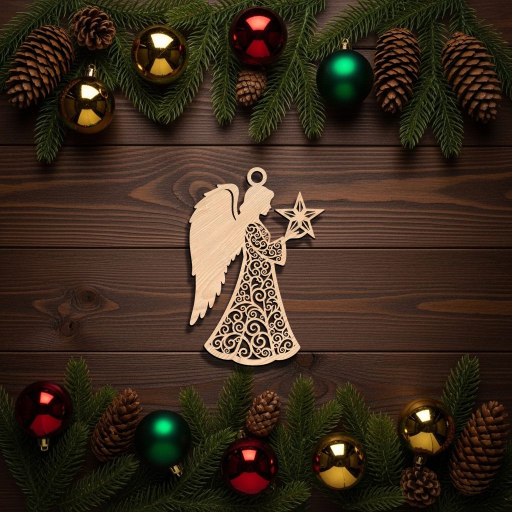 Angel Ornament Digital Download, Christmas Star Decoration for