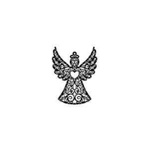Angel Ornament, Intricate Christmas Angel with Heart, Holiday
