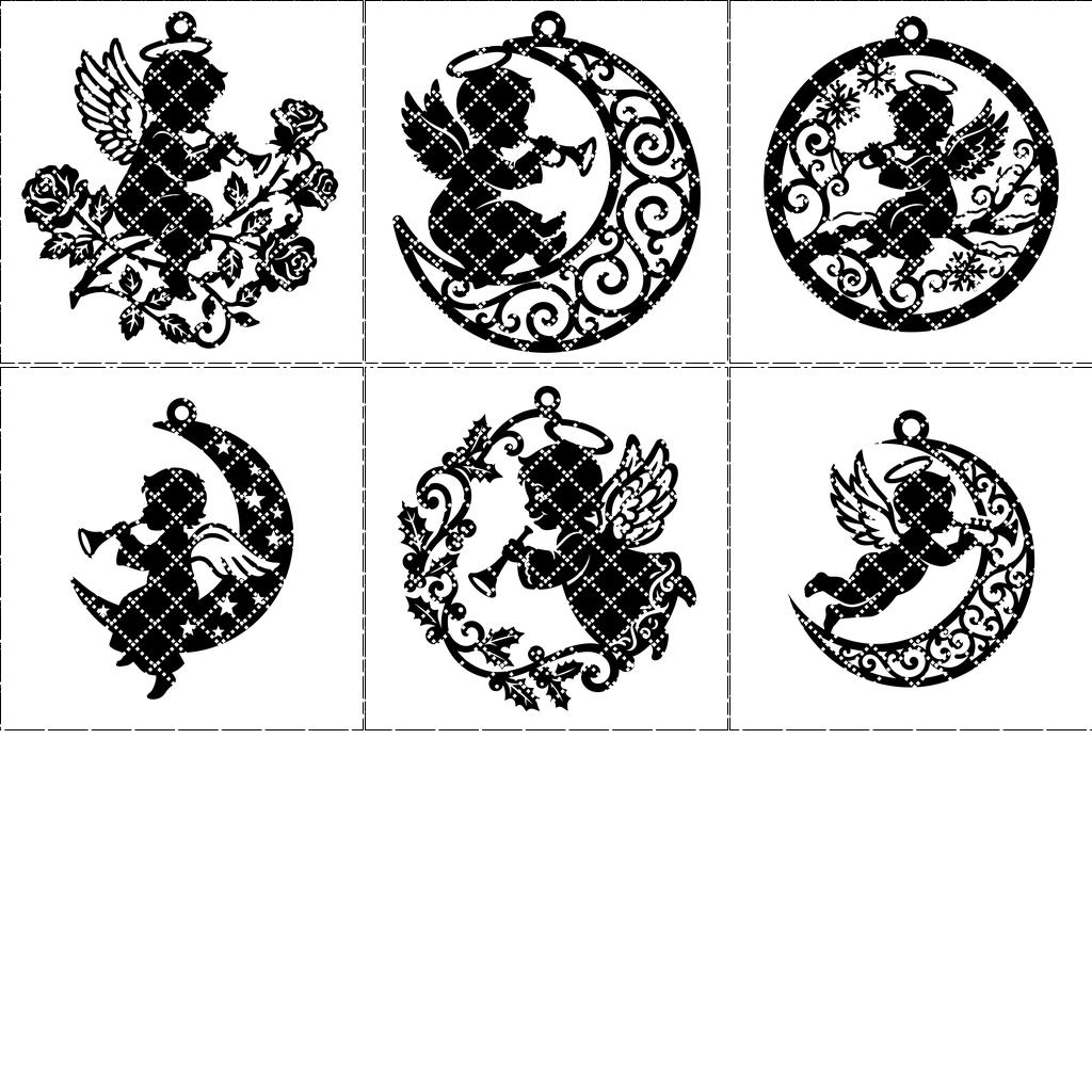Bundle File Laser Ornamento Angelo, Angelo Bambino Natale Tromba, Decorazione Memoriale - immagine 8