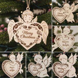 Angel Ornaments Bundle, 6 Christmas Designs, Custom Holiday