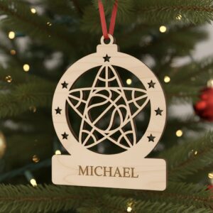 Basketball Ornament, Personalized Christmas Sports Gift, Custom Name