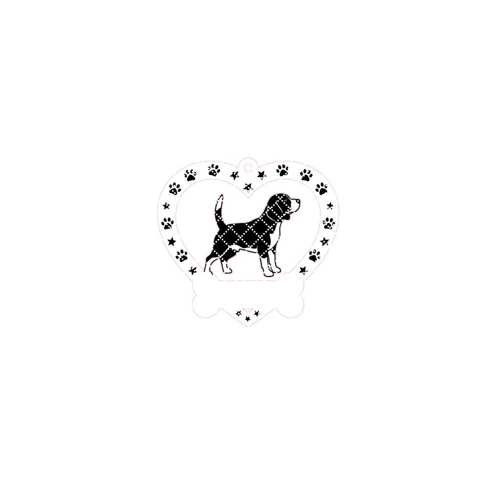 Beagle Christmas Ornament, Dog Paws and Stars, CNC