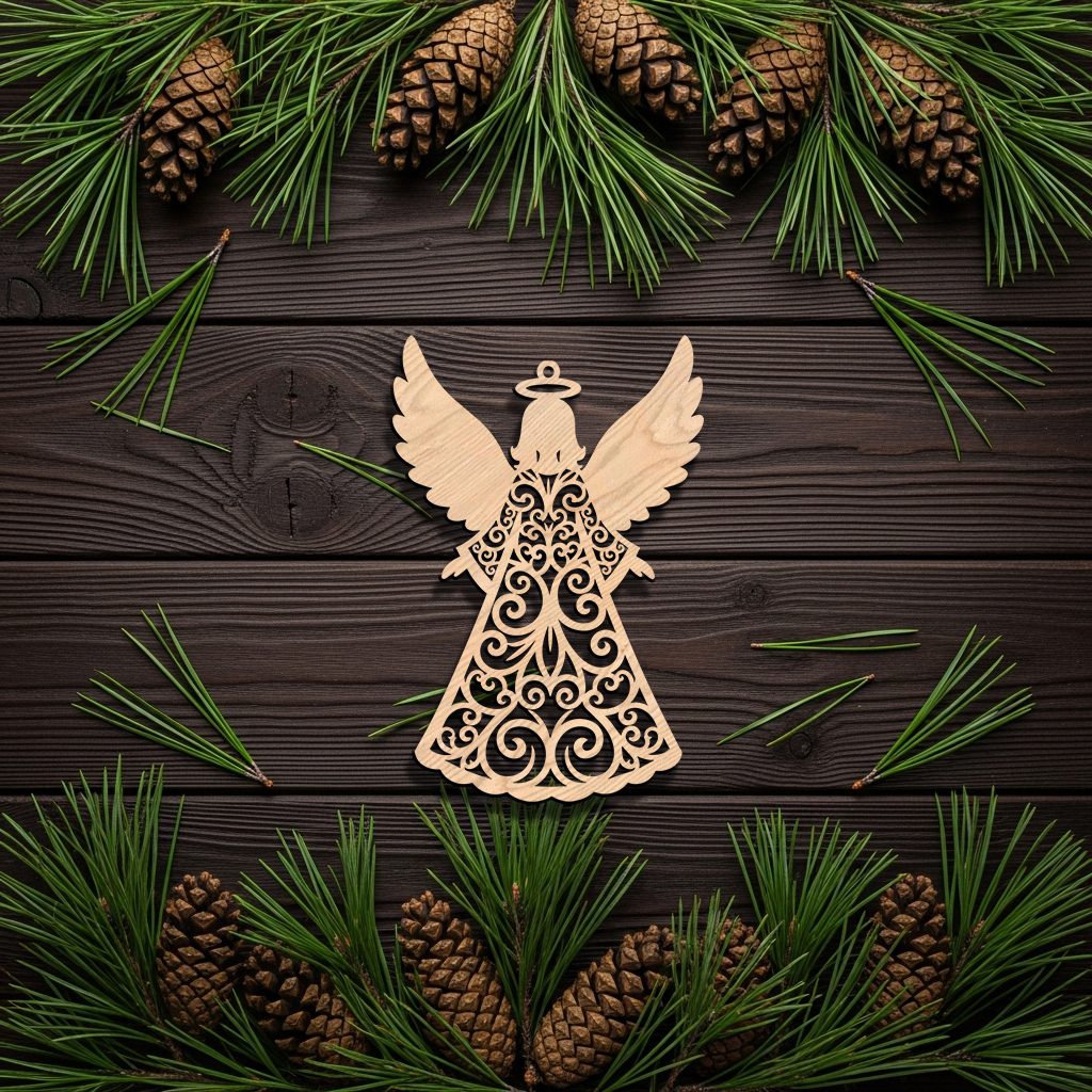 Schwarzer Engel Weihnachtsornament, filigranes Engeldesign für CNC, Weihnachtsdeko. – Bild 2