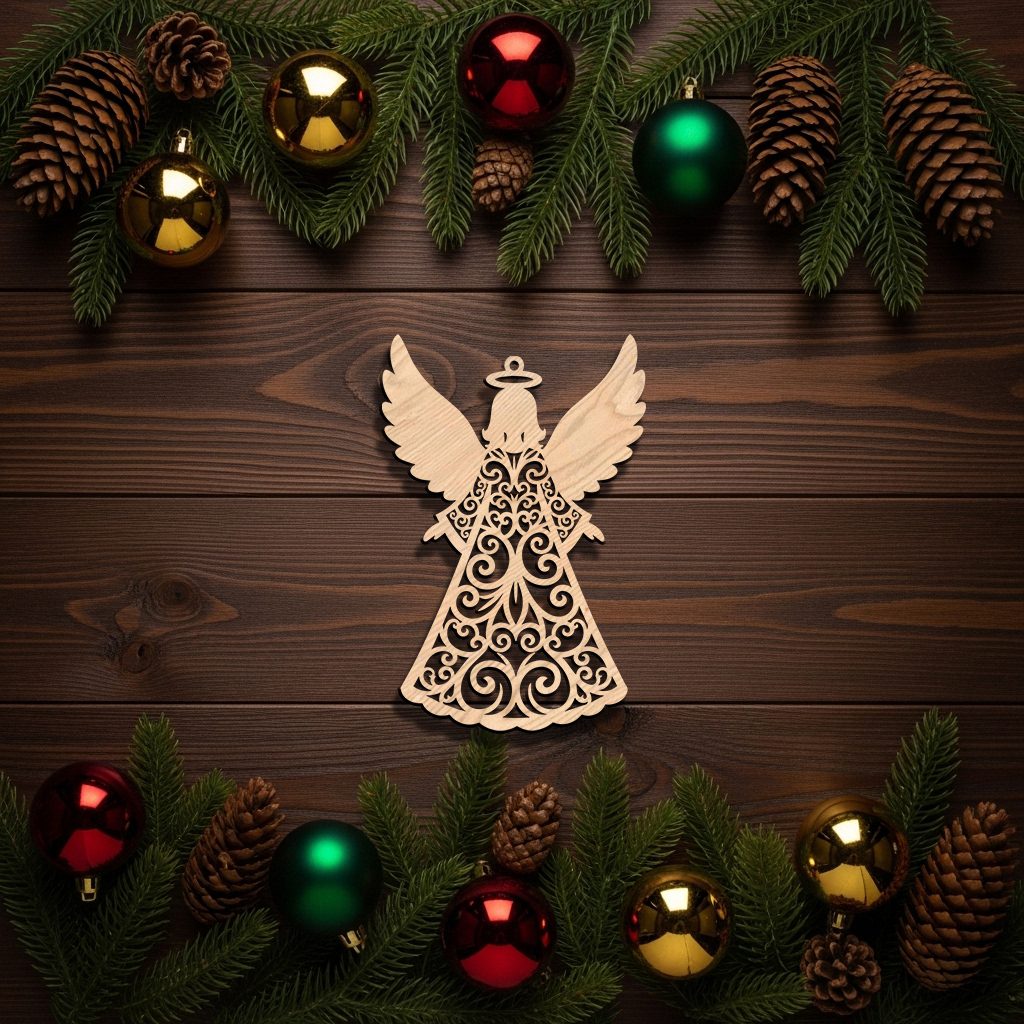 Schwarzer Engel Weihnachtsornament, filigranes Engeldesign für CNC, Weihnachtsdeko. – Bild 4