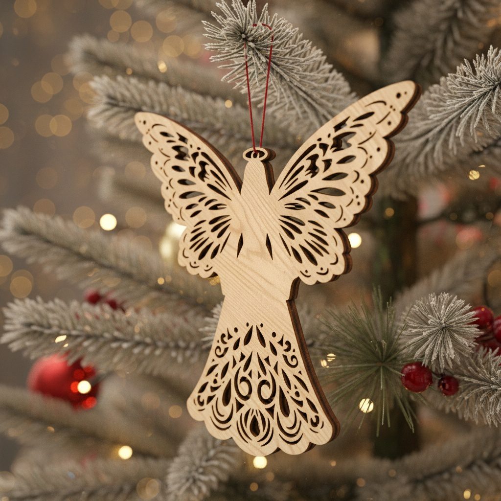 Black Angel Ornament, Christmas Decoration, Digital Download, Laser