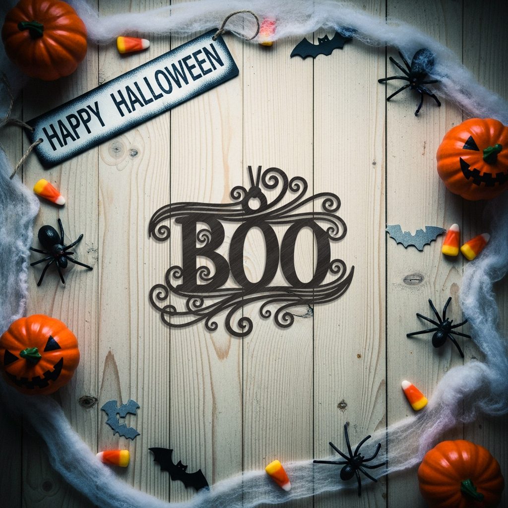Buh, Halloween-Dekoration, Laserdatei, Gruselige schwarze Silhouette, Digitaler Download. – Bild 4