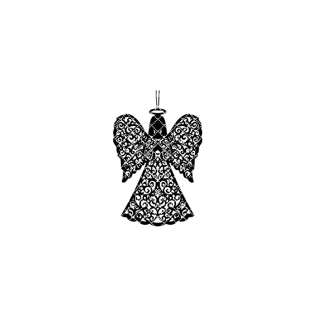 Adorno de Ángel de Navidad, Archivo de Láser CNC con Patrón Negro, Descarga Digital. - Imagen 5