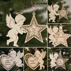 Christmas Angel Ornament Bundle, 6 Digital Décor Files