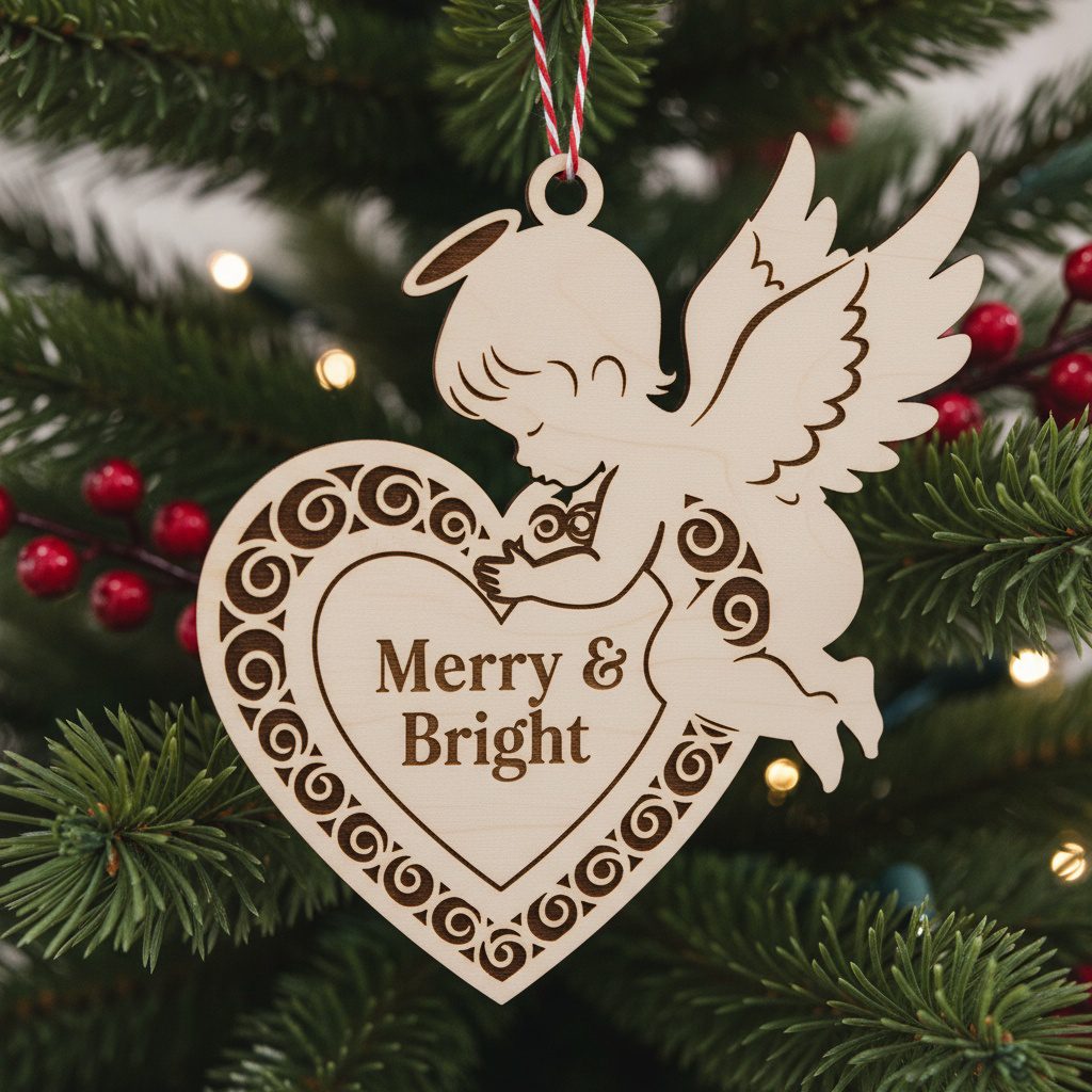: Set di ornamenti angeli natalizi, 6 design laserati per decorazioni festive - immagine 4