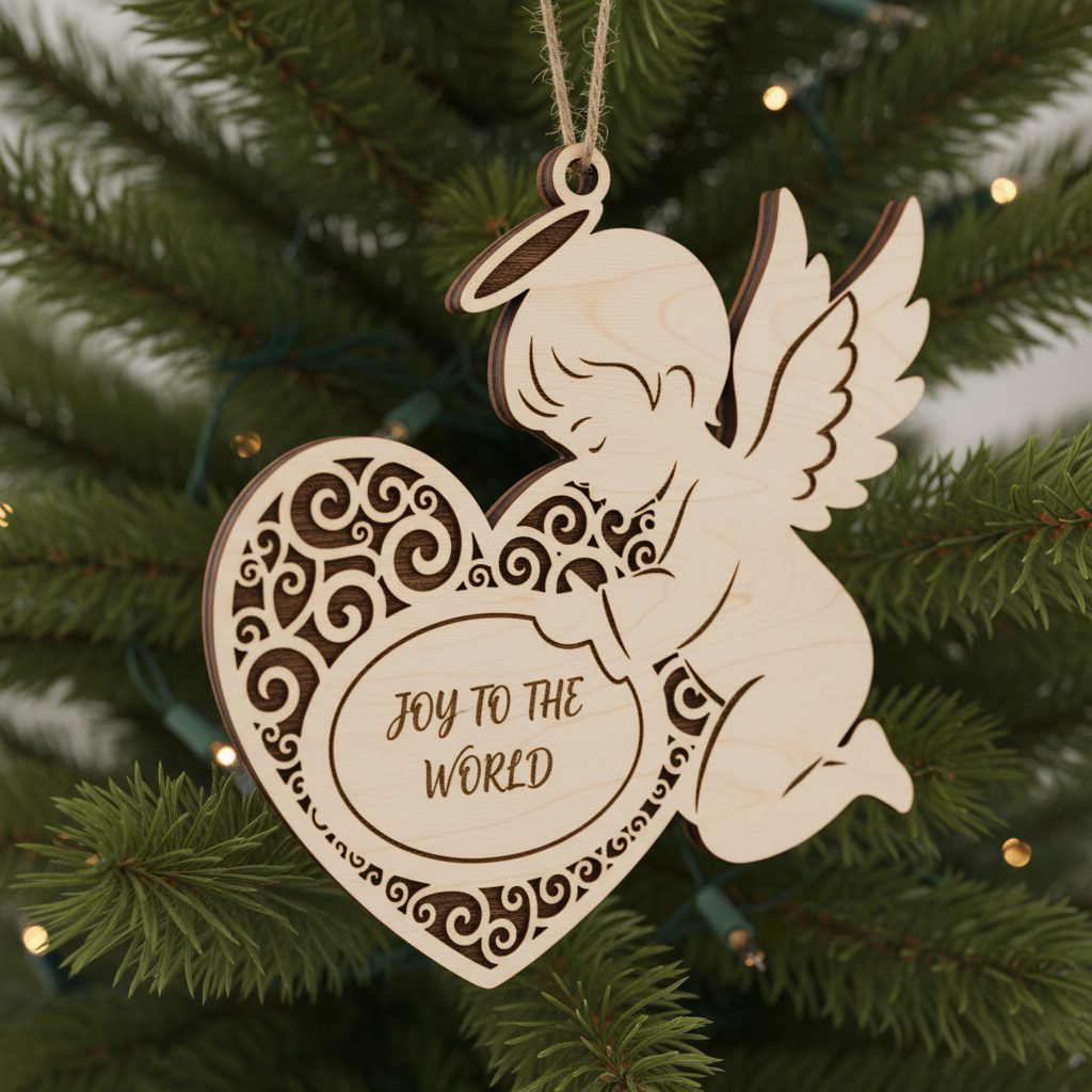: Set di ornamenti angeli natalizi, 6 design laserati per decorazioni festive - immagine 5