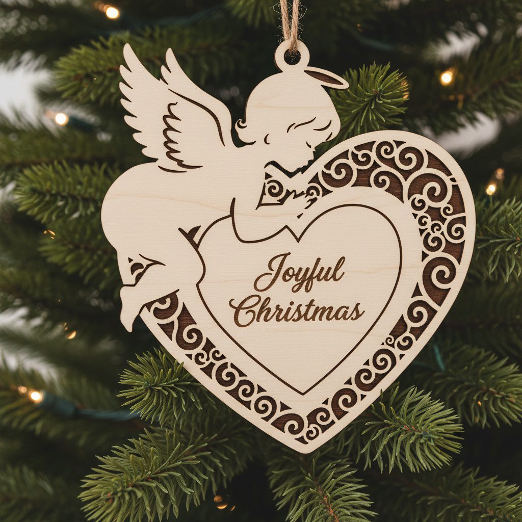 : Set di ornamenti angeli natalizi, 6 design laserati per decorazioni festive - immagine 6