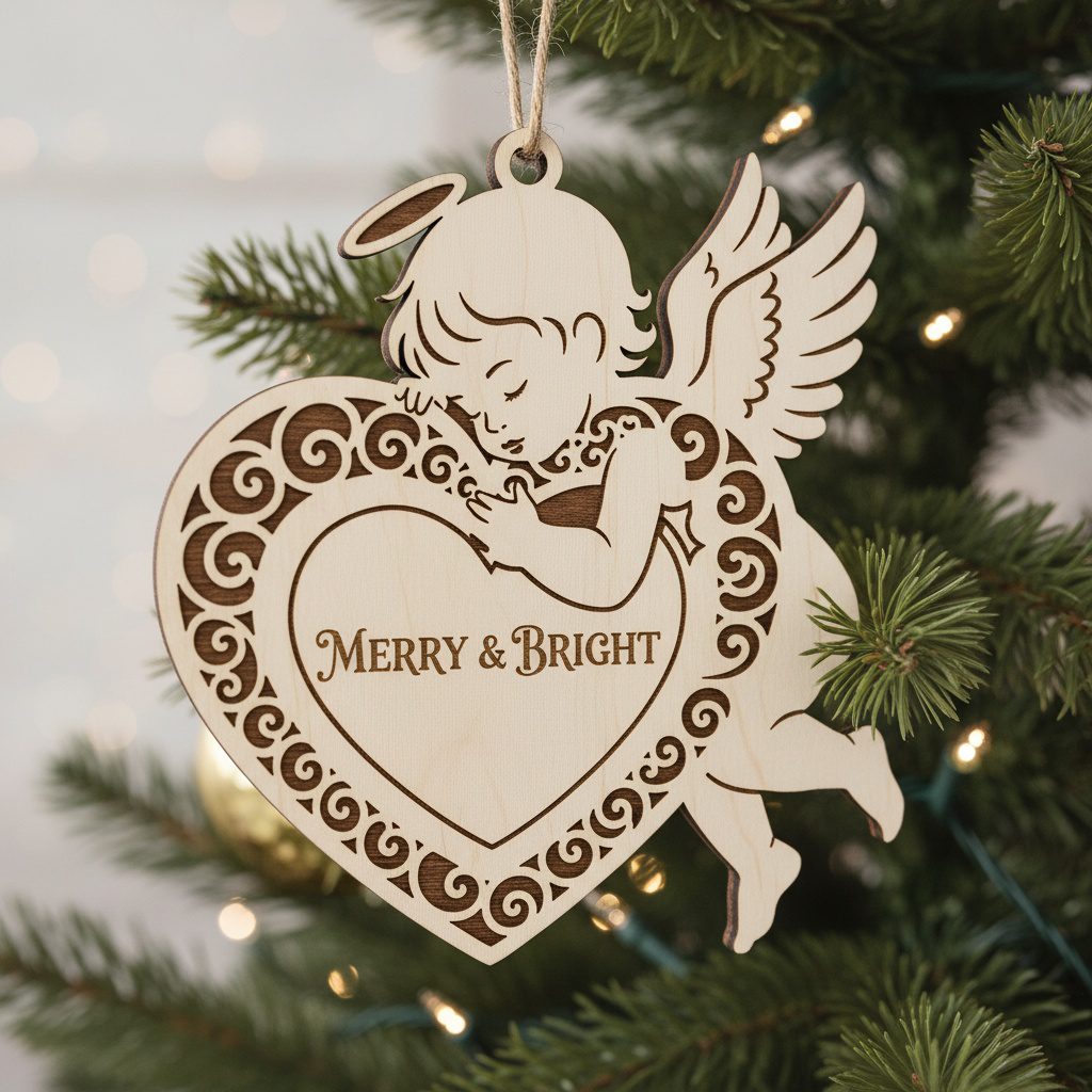 : Set di ornamenti angeli natalizi, 6 design laserati per decorazioni festive - immagine 8