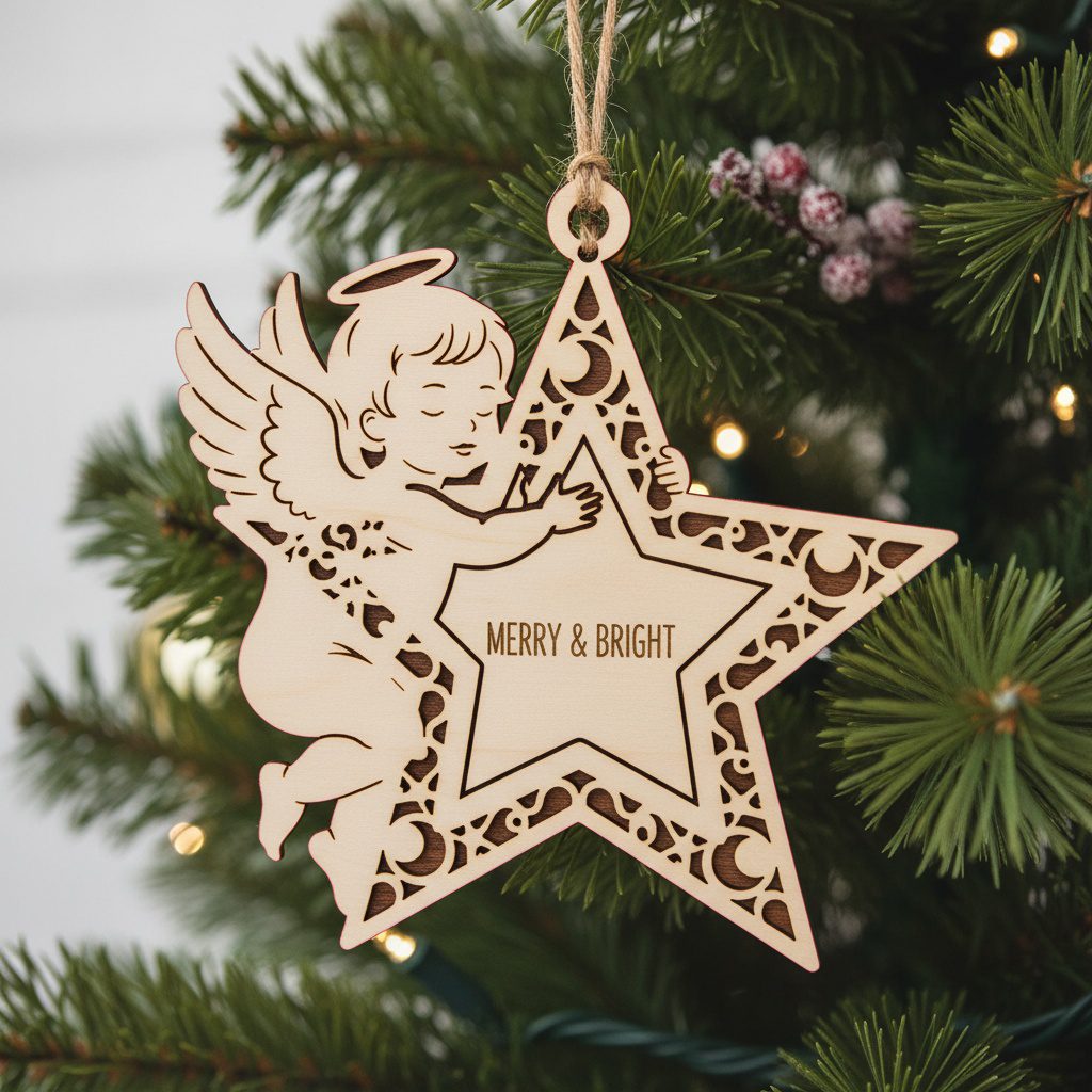 Weihnachtsengel-Ornament-Set, lasergeschnittenes Weihnachtsdekor für Zuhause. – Bild 5